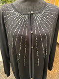 Misook Black Long Sleeve Cardigan with Top Sparkling Stud Detail 2pc XL ( preowned)