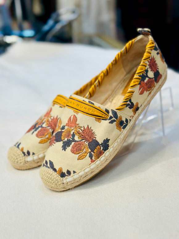 Tory Burch Beige Floral Espadrilles size 7 (preowned)