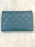 Chanel Blue / turquoise Quilted Leather Wallet (preowned)