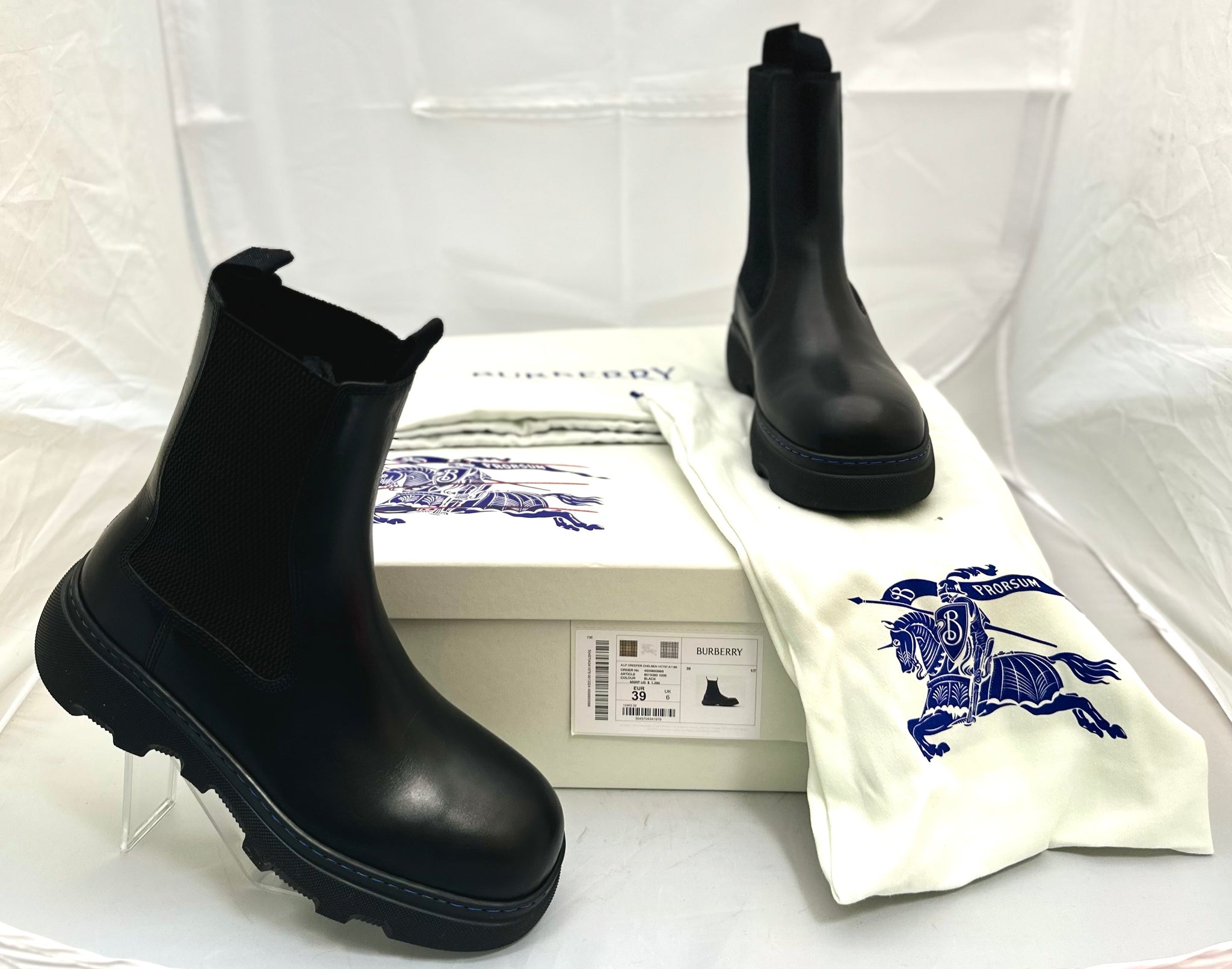 Burberry 美品　ブラック サイドゴアブーツ 39 BURBERRY LEATHER CREEPER CHELSEA BOOTS size39 – Majolie Designs
