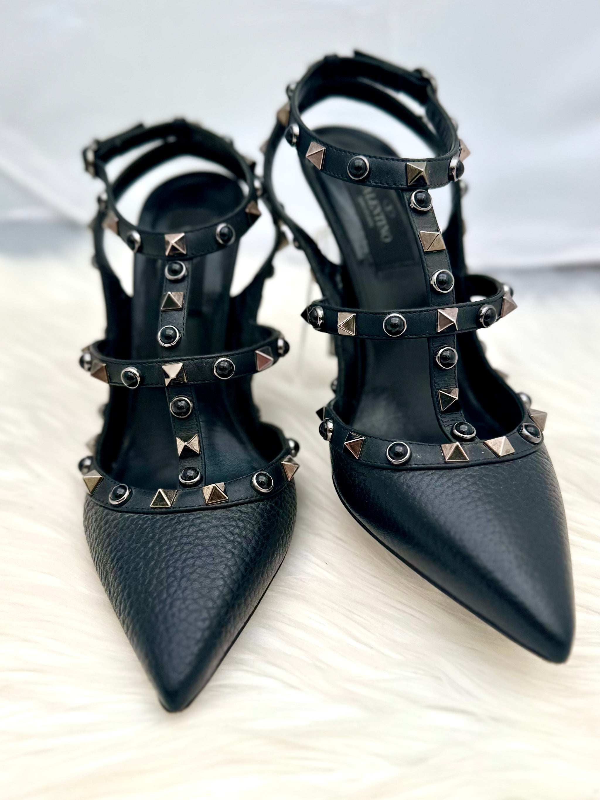 VALENTINO ブラック パンプス 38 ヒール6cm VALENTINO GARAVANI Rockstud Pumps Black Size 37 (preowned