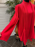 Misook Red Open-Front Women's Sweater Cardigan with Top (2pc) S: 1X (preowned)