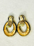 Vintage Ciner Black and Crystal Chunky Clip-On Earrings ( preowned)