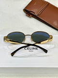 Celine Women's Sunglasses with Gold Frame and Gray Lenses (preowned/never used)