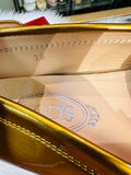 Tod's Shiny Gold Patent Leather Penny Loafers - Women's size 38 (preowned)