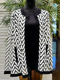 Misook Black and White Wave-Pattern Knit Cardigan 1X (preowned)