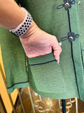 St. John Dark Green Military Style Hook & Eye Knit Jacket and Top (2pc) (preowned)
