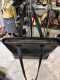 Furla Black Leather Shopper Tote with Gold Charm (preowned)