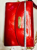 Louis Vuitton Shiny Red cross body with Gold Chain (preowned)