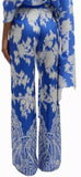 ETRO MILANO Women’s Blue Floral Paisley Print wide-leg silk Pants size 44 EUR (preowned)