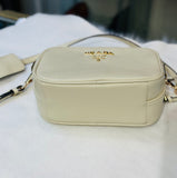 Prada Leather Cream Camera-Style Crossbody Bag (preowned)