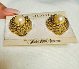 St. John Gold-Tone Earrings with Pearl Accent ( preowned)