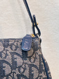 Dior Navy and Beige Monogram Saddle Shoulder Bag with Gold Hardware (preowned)