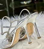 Jimmy Choo Silver Heels with Crystal feature (preowned) size 6