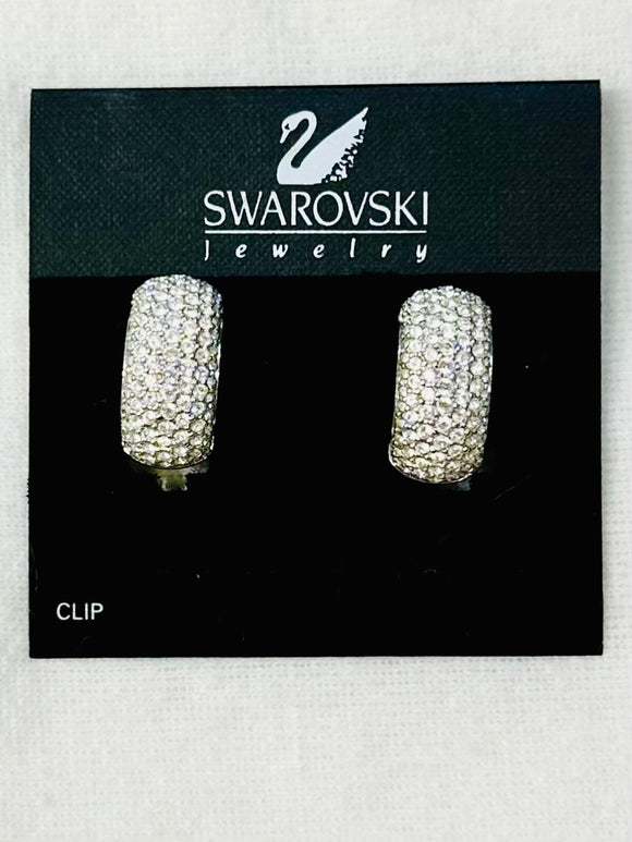 Vintage Swarovski Sparkling Silver Clip Earrings (preowned)