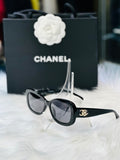 CHANEL Black Acetate Interlocking CC Logo Sunglasses (preowned)