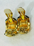 Vintage St. John Black and Gold Geometric Earrings (preowned)
