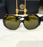 Versace Sunglasses Over Sized Havana Brown with Gold Chain (preowned)