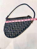 Dior Navy and Beige Monogram Saddle Shoulder Bag with Gold Hardware (preowned)