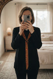 Misook Black Blazer with Rust-Trim Placket S:1X (preowned)