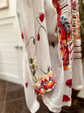 Johnny Was White Blousewith Colorful Floral Embroidery S: small (preowned)