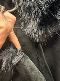Elegant Black Cape with Faux Fur Trim (preowned)