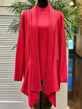 Misook Red Open-Front Women's Sweater Cardigan with Top (2pc) S: 1X (preowned)