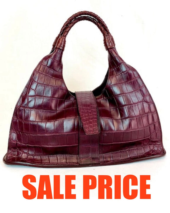 Bottega Veneta burgundy Crocodile Handbag (PREOWNED)