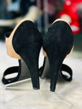Prada Black/Beige Suede Ankle Strap Sandals size 36 (preowned)
