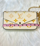 Louis Vuitton Cream and Gold Clutch with Monogram Design