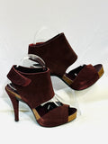 Pedro Garcia Burgundy Suede Peep-Toe High Heel Sandals size37.5 (preowned)