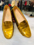 Tod's Shiny Gold Patent Leather Penny Loafers - Women's size 38 (preowned)