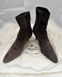 PRADA gray suede booties size 37 (preowned)