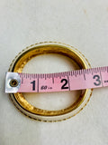 ELEGANT ST. JOHN GLOSSY CREAM ENAMEL GOLD-TONE ROPE DESIGN CUFF HINGED BRACELET (preowned)