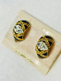 Vintage St. John Black and Gold Geometric Earrings (preowned)