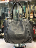 Marc by Marc Jacobs Black Leather Structured Tote Handbag with Gold Hardware (preowned)
