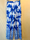 ETRO MILANO Women’s Blue Floral Paisley Print wide-leg silk Pants size 44 EUR (preowned)