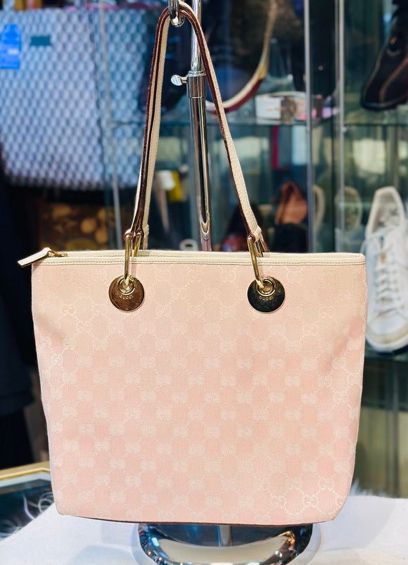 Gucci Pink and Cream zip tote