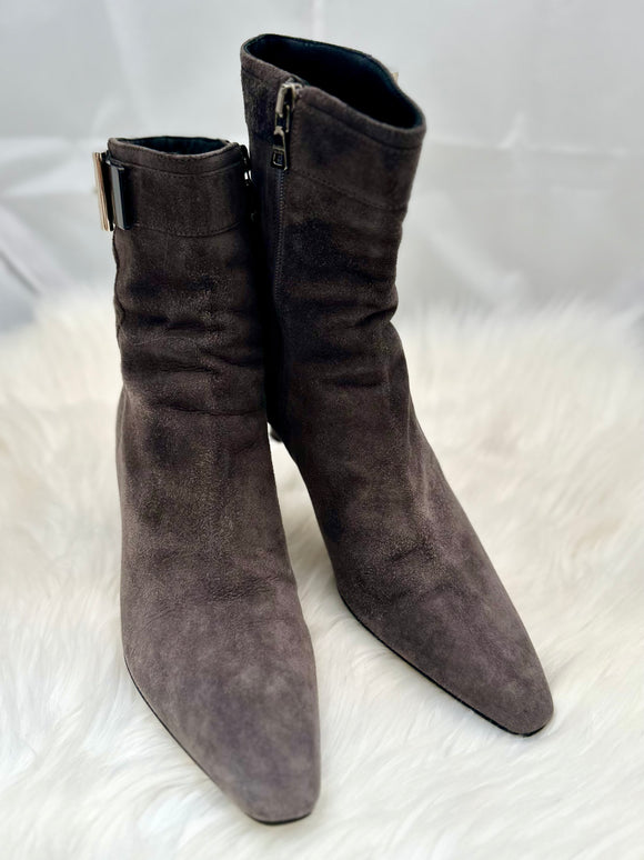 PRADA gray suede booties size 37 (preowned)