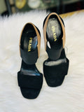 Prada Black/Beige Suede Ankle Strap Sandals size 36 (preowned)