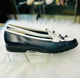 SALVATORE FERRAGAMO Women’s White and black Loafers s: 8.5 (preowned)