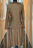 St. John Collection Olive Multicolor Tweed Jacket and Skirt Set (preowned)