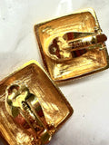 St. John Gold Square Clip-On Earrings (preowned)