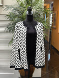 Misook Black and White Wave-Pattern Knit Cardigan 1X (preowned)