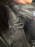 Elegant Black Cape with Faux Fur Trim (preowned)