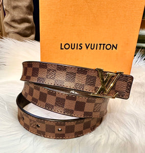 Louis Vuitton Belt Brown Leather w/Gold Logo (preowned)