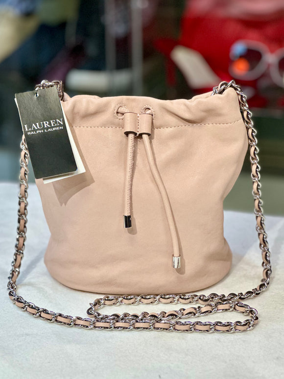 Ralph Lauren Leather Medium Emmy Bucket Chain Shoulder Bag pink (preowned/new w/tags)