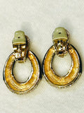 Vintage Ciner Black and Crystal Chunky Clip-On Earrings ( preowned)