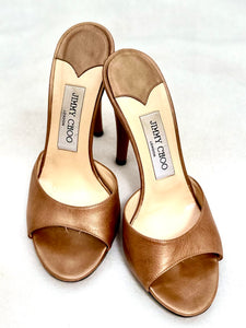 JIMMY CHOO Bronze Platform Heels (PREOWNED)