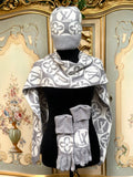 LV MONOGRAM-INSPIRED KNIT BEANIE SCARF, and GLOVES SET